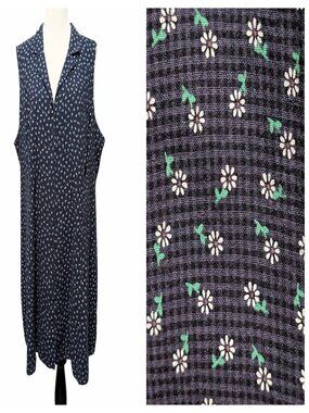 Modcloth Womens Plus Size 26 Blue Daisy Printed Sleeveless Back Tie Tent Dress